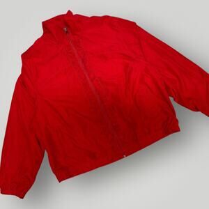 Napa Valley Petite Red Zip Front Jacket Women’s PM Vintage 90s Shoulder Pads W06